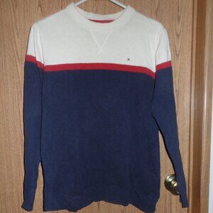 Tommy Hilfiger Women's Red, White Blue Pullover Knit Sweater, Sz Lg (16/18)